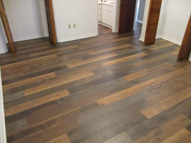A muti colored wood look vinyl plank floor